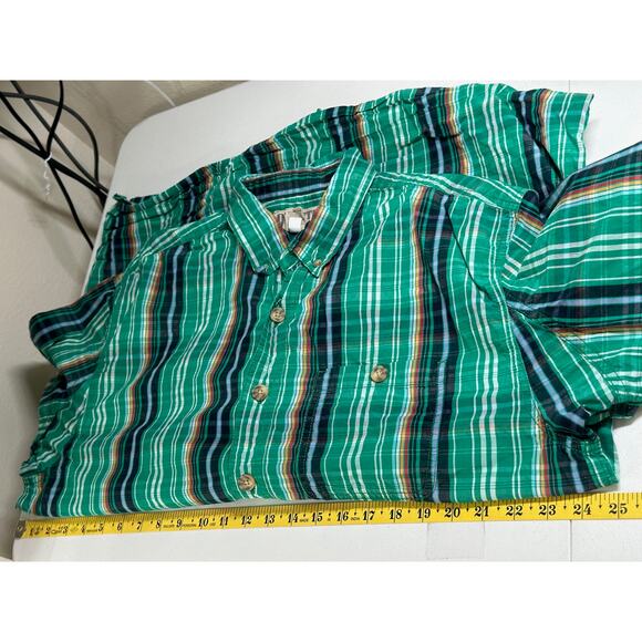 Duluth Trading Shirt Mens Large Tall Green Plaid Button Up Short Sleeve Cotton - Picture 6 of 7